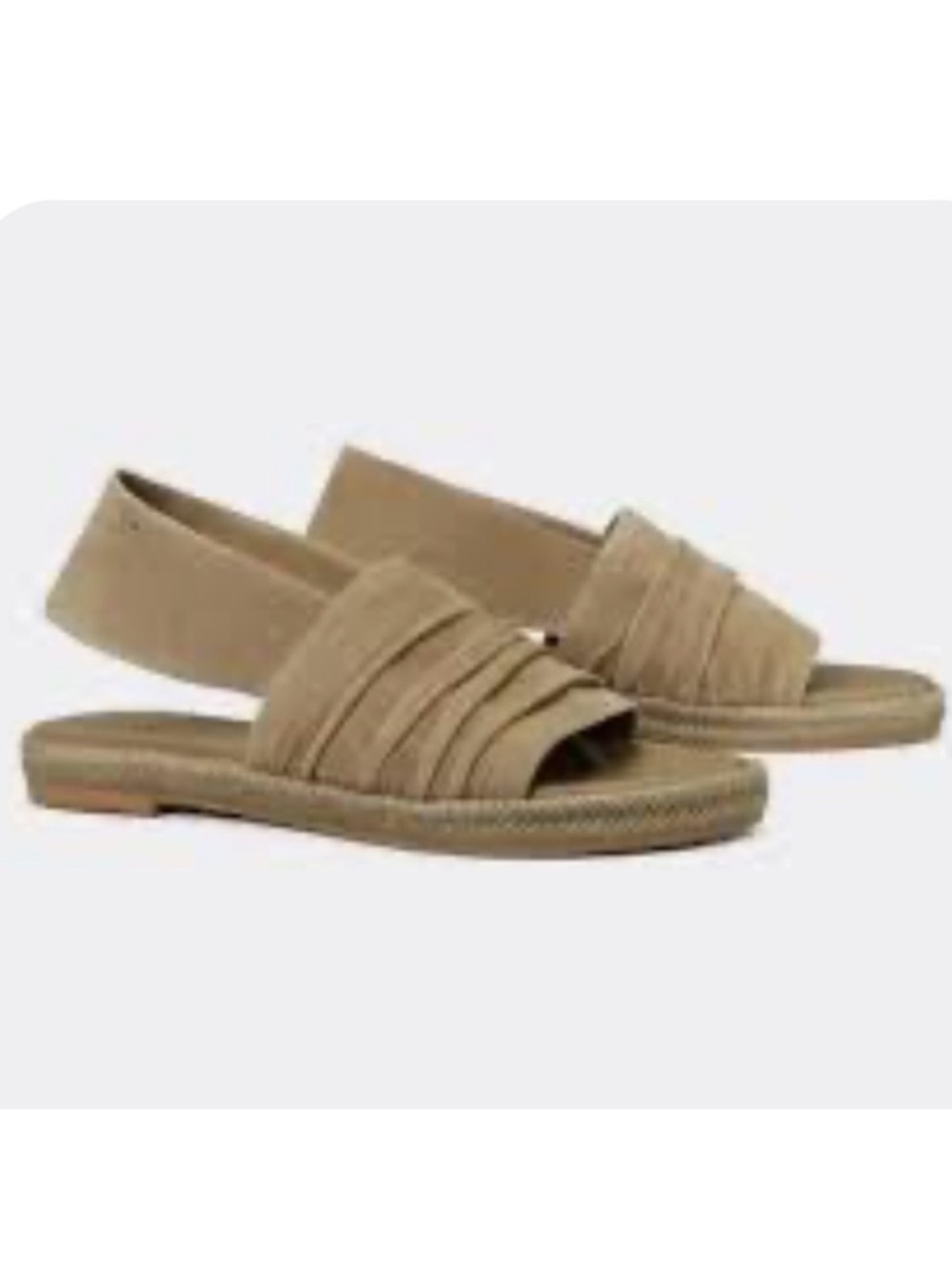 Tory Burch Suede Slingback Espadrille Ruched Gathered Neutral 7.5 Granola Earth